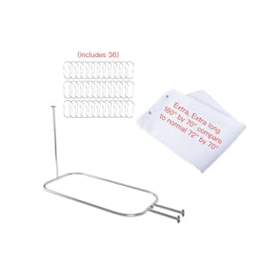 Big Hoop Shower Rod 54 in. Aluminum Hoop Fixed Shower Rod in Chrome with One White Liner