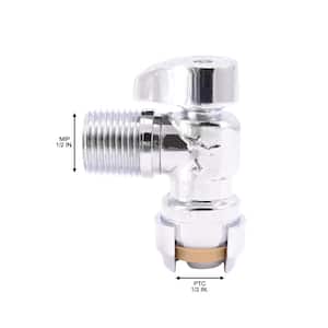 1/2 in. Push-to-Connect x 1/2 in. MIP Chrome-Plated Brass Quarter-Turn Angle Stop Valve