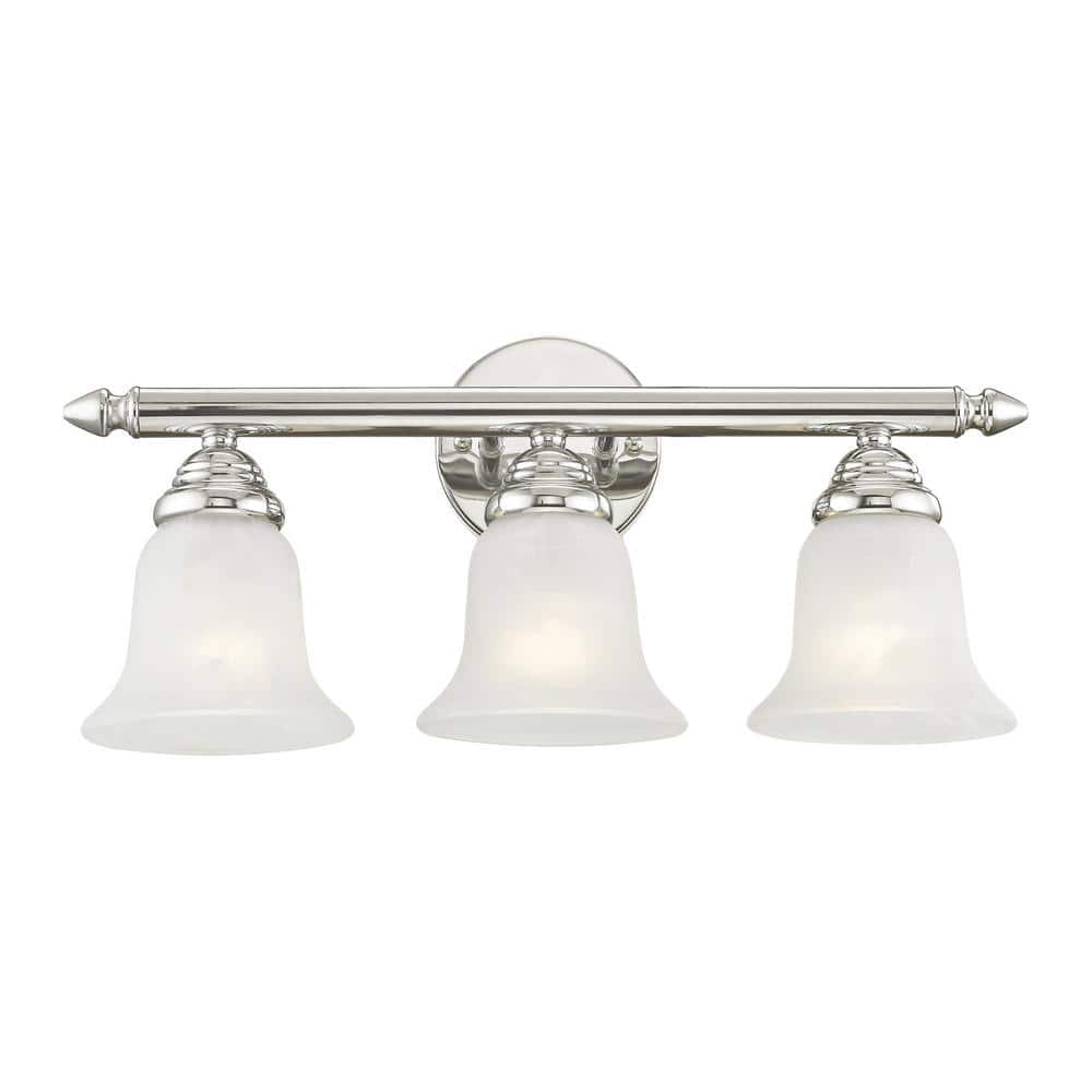 Polished Chrome 19" Vanity Light with White Alabaster Glass
