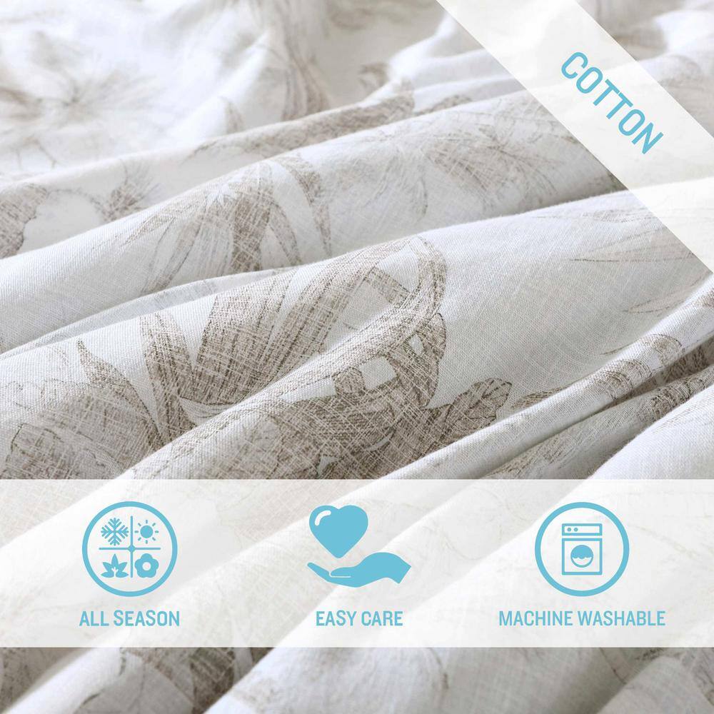 Beachway Blooms King Gray Cotton Duvet Cover Set