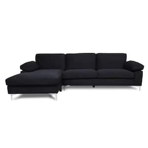 103.5 in. W 2-piece Velvet Left Hand Facing Sofa, Modern Sectional Sofa in Black with Chaise