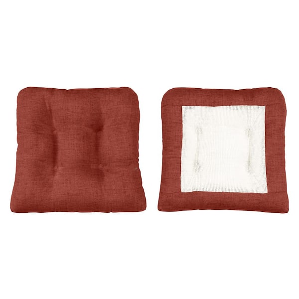 Ellis Curtain Lisa Solid Red 16 in. Non Skid Chair Pad