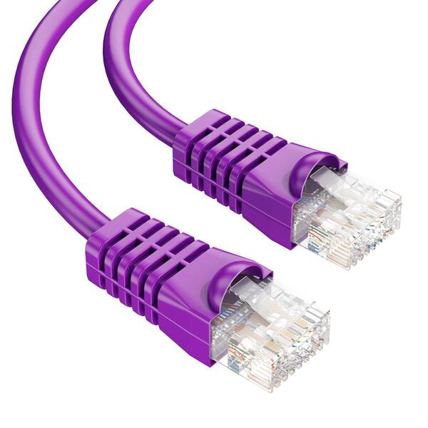 SYSTON CABLE TECHNOLOGY 100 ft. Purple Cat 5e CMP 350MHz 24AWG Solid Bare Copper Ethernet Network Cable Wire, RJ45 Plug, PoE IP Camera Computer