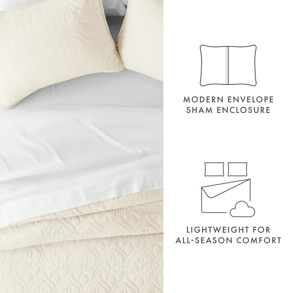 Ivory Twin Microfiber Transitional Quilted Coverlet Set