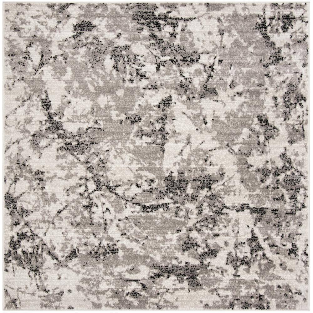 Skyler 6'7" Square Grey/Ivory Synthetic Medallion Area Rug