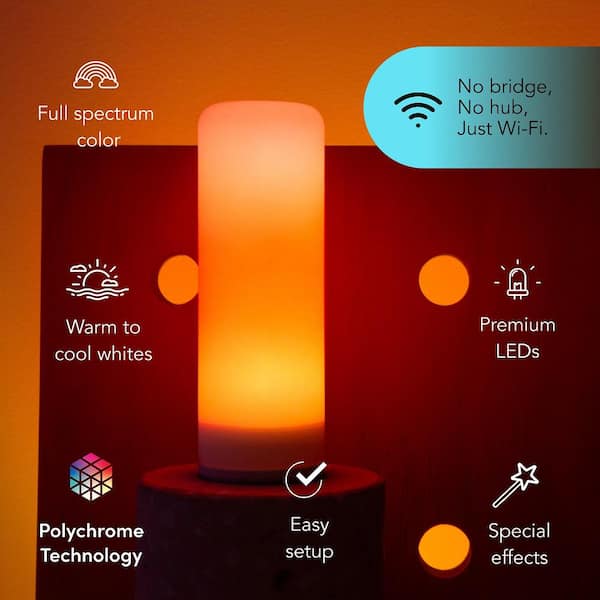 25-Watt Equivalent T10L Smart E26 LED Tube Light Bulb Works w/ Alexa/Hey Google/Apple Home/Matter Multi-Color, 4-Pack