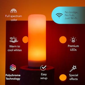 25-Watt Equivalent T10L Smart Wi-Fi E26 LED Light Bulb Works w/ Alexa/Hey Google/Apple Home/Matter Multi-Color, 1-Pack