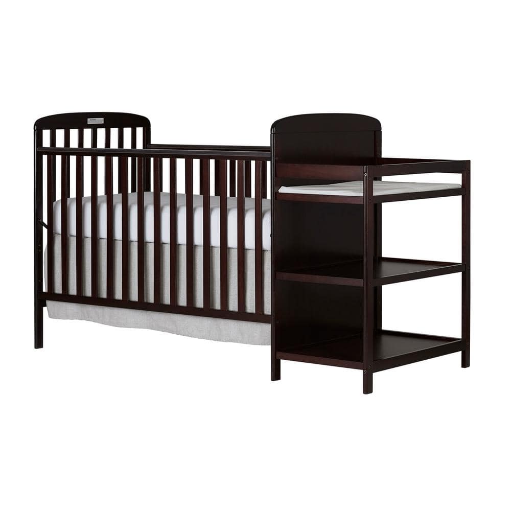 Dream On Me Anna 4-in-1 Espresso Crib and Changing Table Combo, Brown -  678-E
