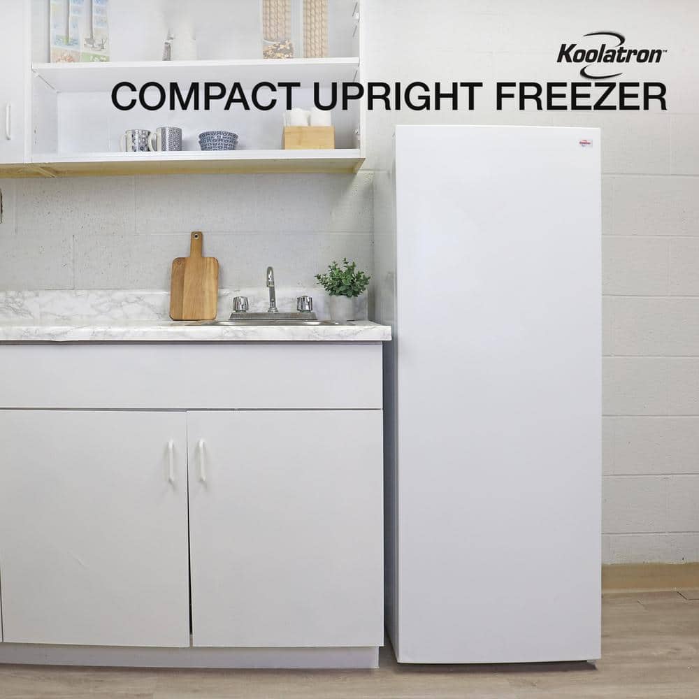 White Compact Upright Freezer with Glass Shelves, 7.0 cu ft