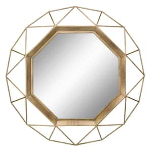 Medium Round Gold Art Deco Mirror (29.75 in. H x 29.75 in. W)