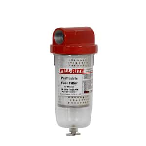 1 in. NPT Inlet and Outlet 18 GPM (68 LPM) Utility Accessory 10 Micron Particulate Fuel Filter with Drain (Clear Bowl)