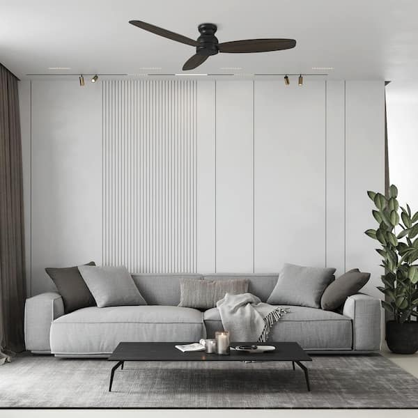 Osborn 60 in. Indoor Black 10-Speed DC Motor Flush Mount Standard Ceiling Fan with Remote Control without Light