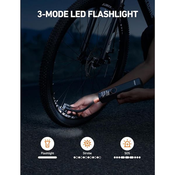 AstroAI Electric Bike Pump 150PSI Portable Rechargeable Air Pump with high-voltage Motor fits All Bike valves one_size | ACACL8BK-US