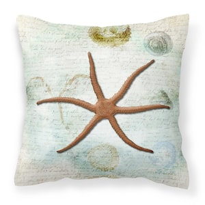 14 in. x 14 in. Multi-Color Lumbar Outdoor Throw Pillow Starfish Canvas