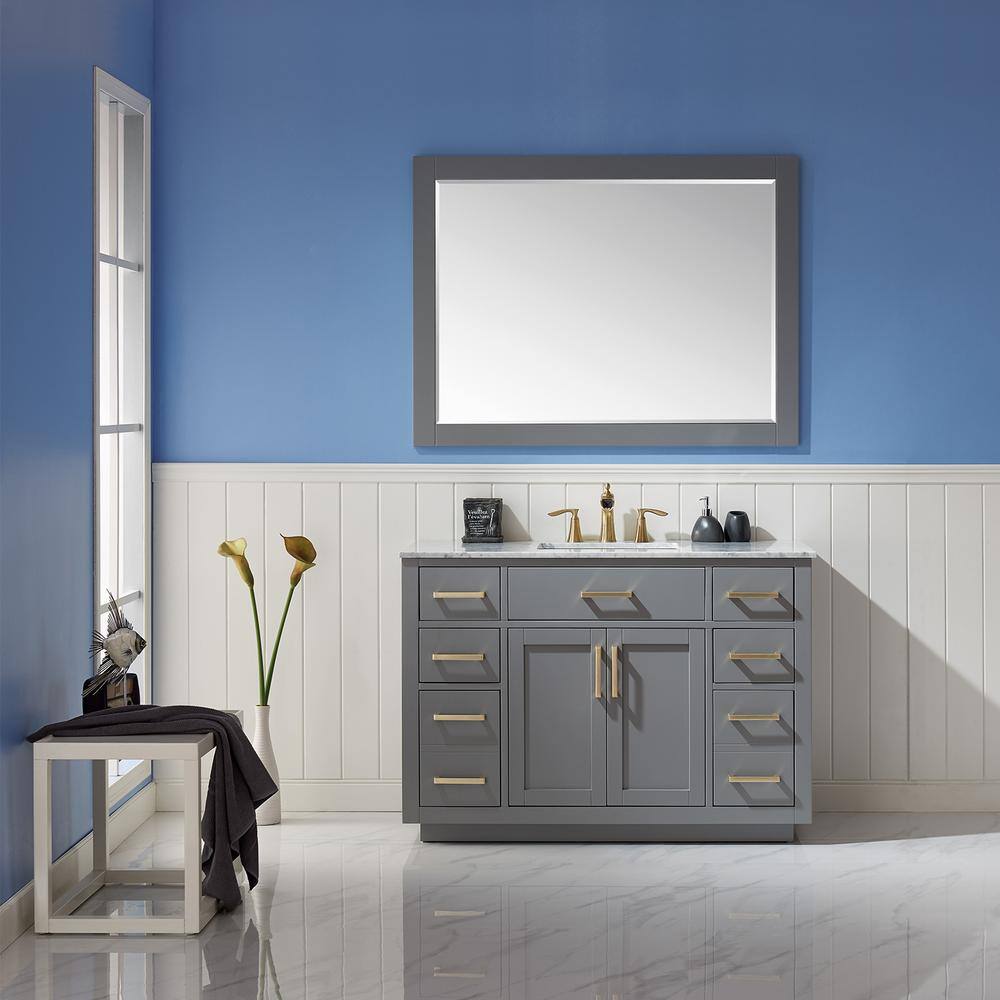 Elegant Ivy 48" Gray Wood Framed Rectangular Bathroom Mirror