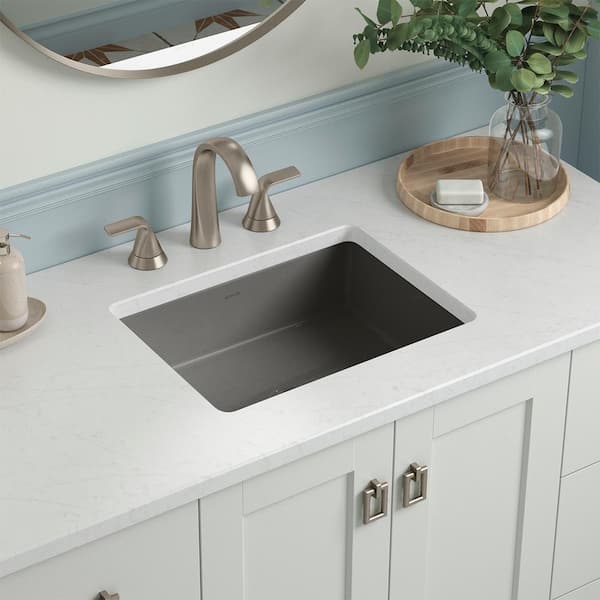 Cursiva 20 in. Rectangular Vitreous China Undermount Bathroom Sink in Thunder Gray