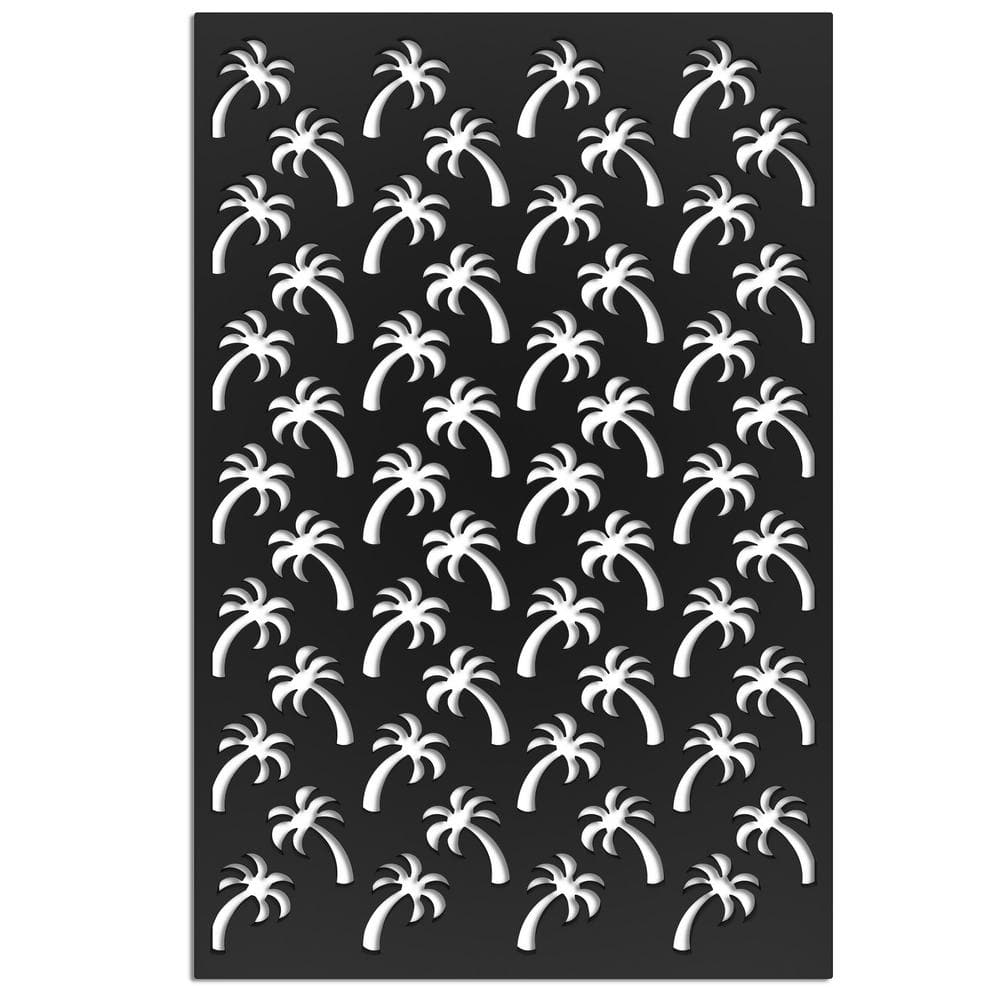 Palm Tree 4 ft. x 32 in. Black Vinyl Decorative Screen Panel