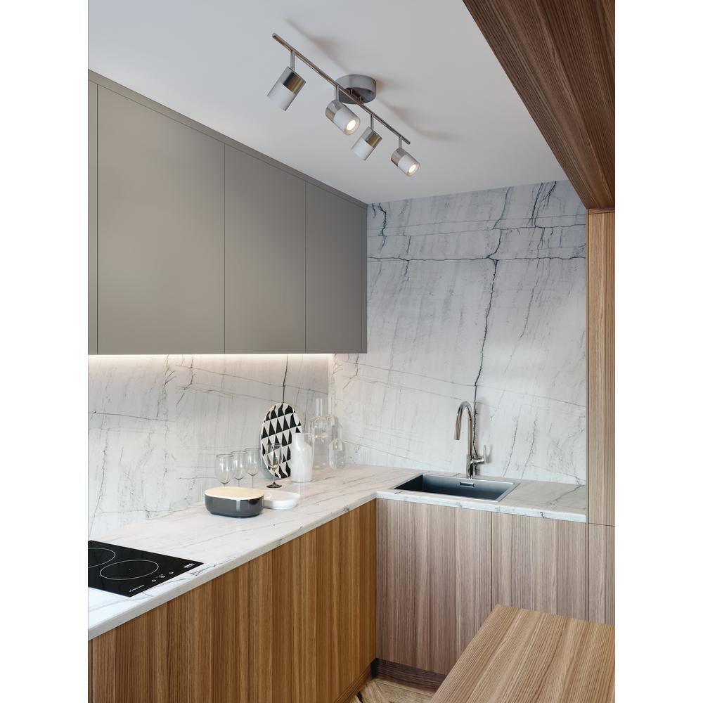 Satin Nickel and White LED Track Ceiling Light