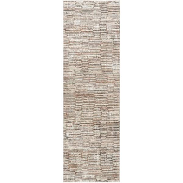 Nourison Eco-Friendly Ivory Mocha 2 ft. x 8 ft. Abstract Contemporary Runner Area Rug