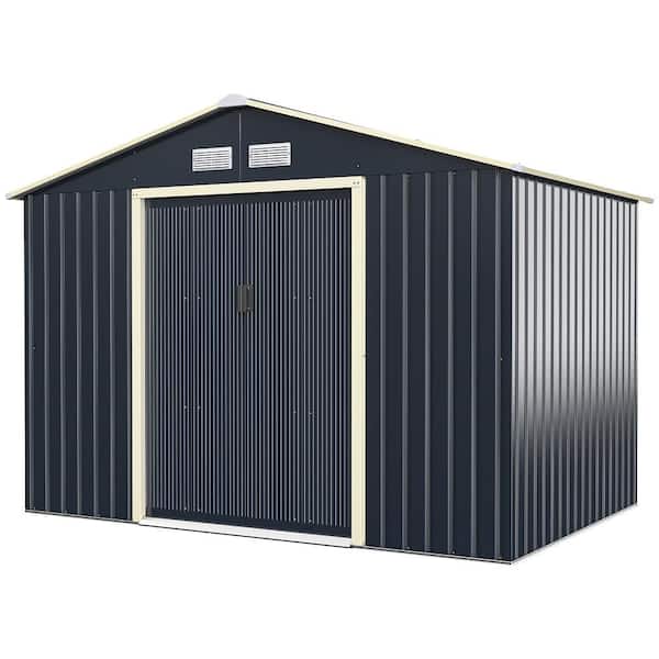 Costway 9.1 ft. W x 6.6 ft. D Metal Shed With 51.92 sq. ft.