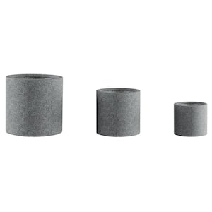 Indoor or Outdoor Marbled Gray Fiber Clay Cylinder Planters (Set of 3)
