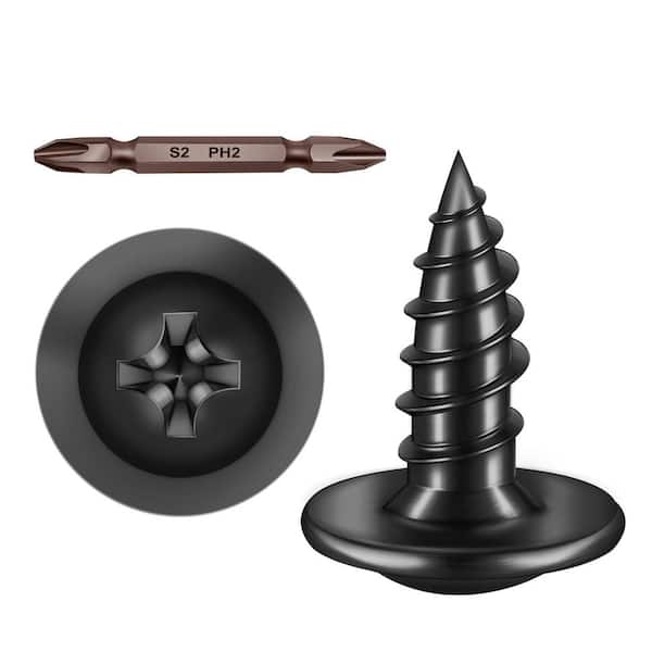 #8 x 1/2 in. Black Oxide Zinc Phillips Truss Head Self-Tapping Wood Screws (350-Pack)