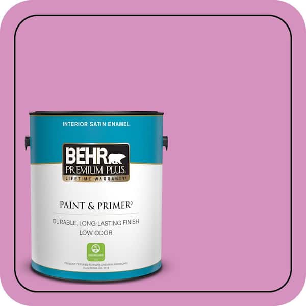 BEHR PREMIUM PLUS 1 gal. #680B-4 Pressed Flower Satin Enamel Low Odor Interior Paint & Primer
