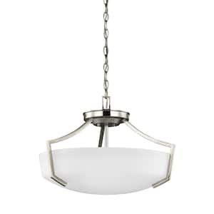 Hanford 3-Light Brushed Nickel Pendant with LED Bulbs