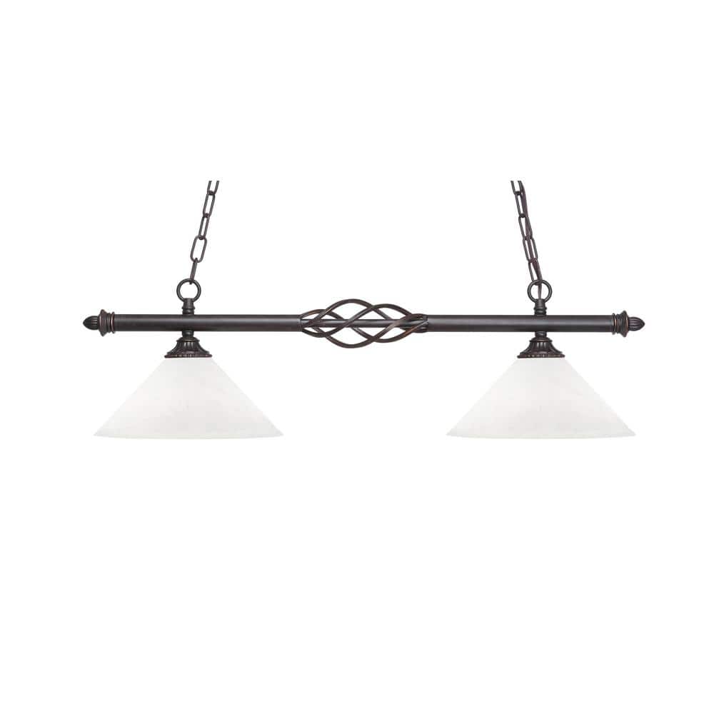 Bridgewater 2 Light Dark Granite Linear Chandelier, Any Room with 10 in. Wh