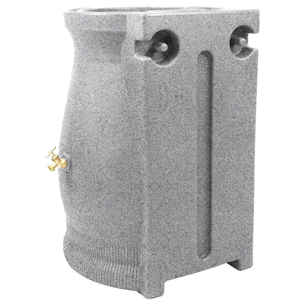 Light Granite 50 Gallon Plastic Rain Barrel with Planter
