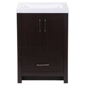 Westcourt 25 in. W x 22 in. D Bath Vanity in Chocolate with Cultured Marble Vanity Top in White with White Sink