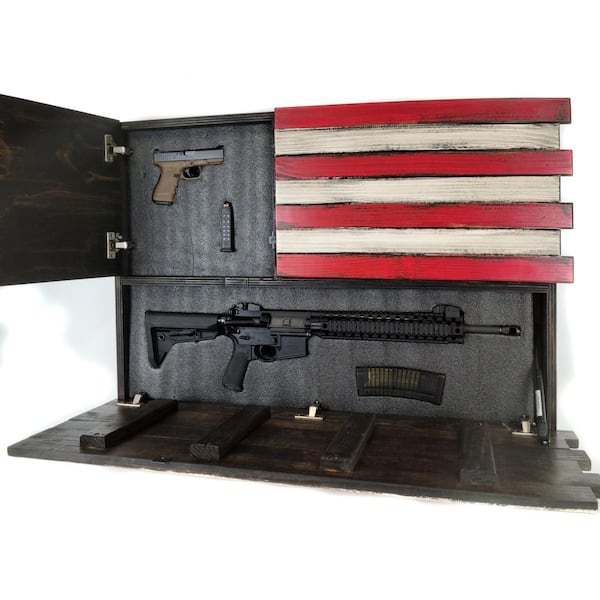 Hidden gun storage case, concealment furniture, secret cabinet