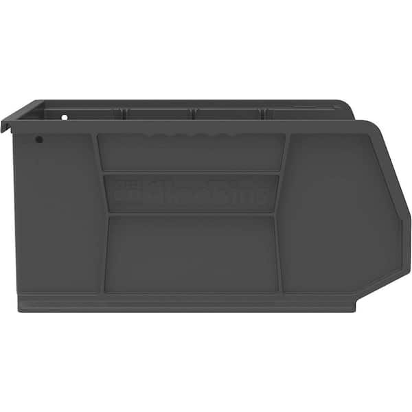 30250 Plastic Storage Shelf Bins, 15 in. x 16 in. x 7 in. Black, 6-pack