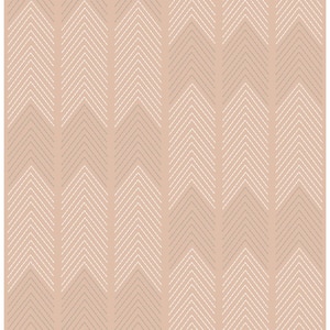 Nyle Blush Chevron Stripes Paper Glossy Non-Pasted Wallpaper Roll