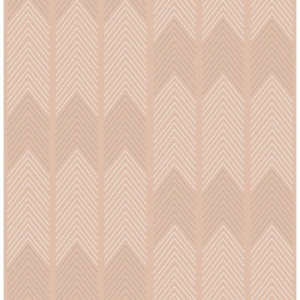 A-Street Prints Nyle Blush Chevron Stripes Paper Glossy Non-Pasted Wallpaper Roll