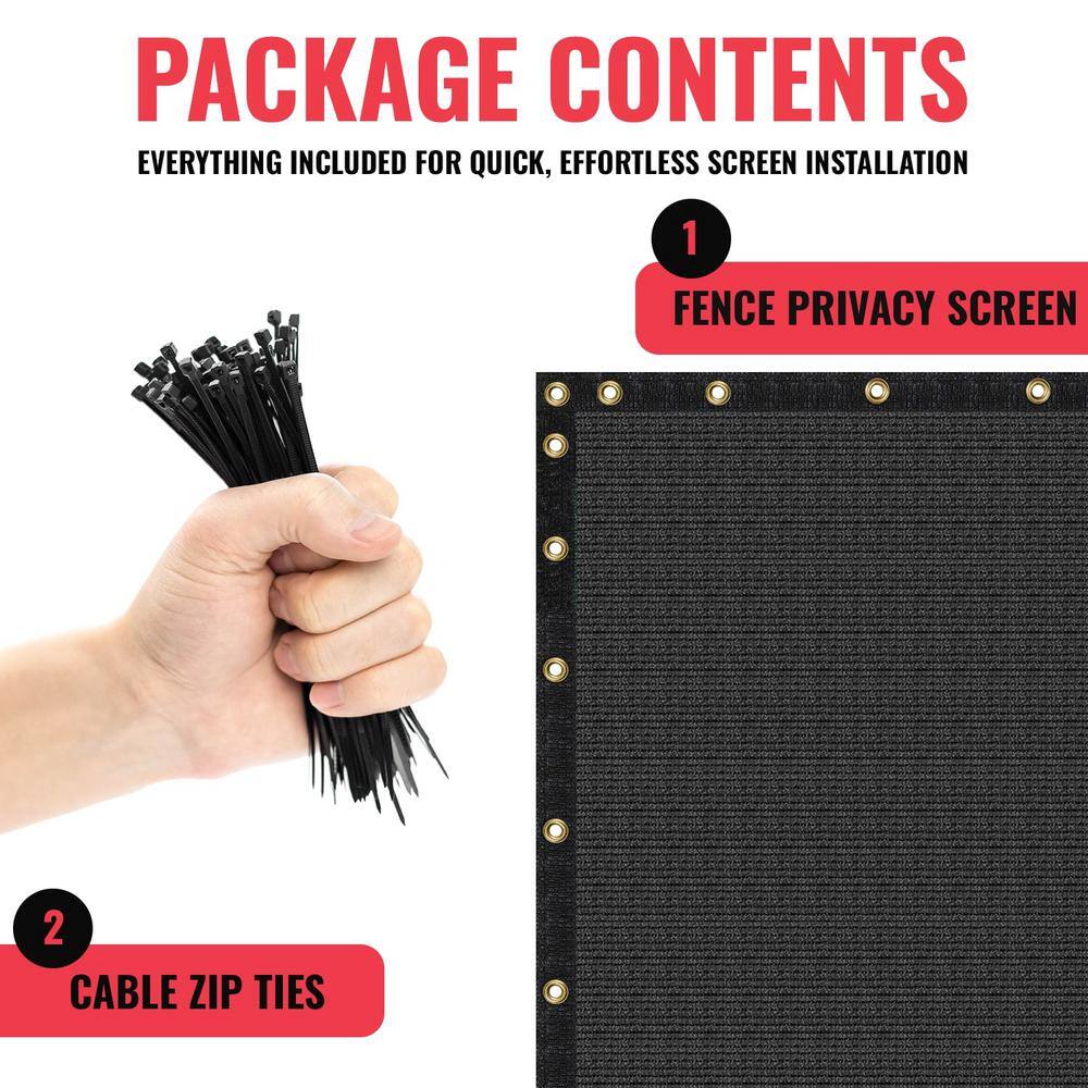 Black Heavy-Duty Polyethylene Privacy Fence Screen 6' x 30'