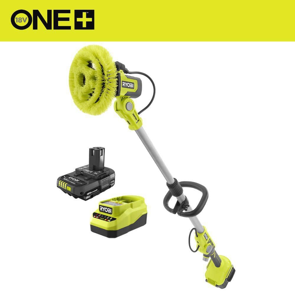 RYOBI ONE+ 18V Cordless Soap Dispensing Scrubber Kit with 2.0 Ah