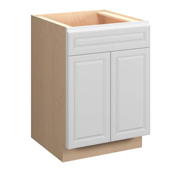 Kunal Kitchens Brighton Raised 24 in. W x 34.5 in. H x 24 in. D in Painted White Plywood Assembled Sink Base Cabinet