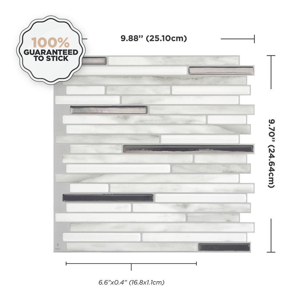 Capri Carrera Marble Peel and Stick Backsplash Tile Set