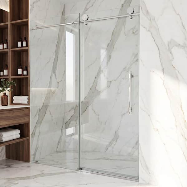 VIGO Elan Hart 56 to 60 in. W x 76 in. H Sliding Frameless Shower