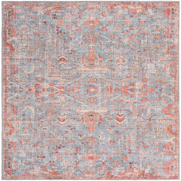 Unique Loom Nostalgia Olivia Antique Blue 8 ft. Square Machine Washable Area Rug