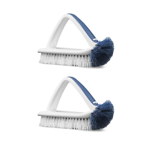 2 in 1 Scrape Brush Stiff Bristle Shower Scrubber for Cleaning Patio  Bathroom