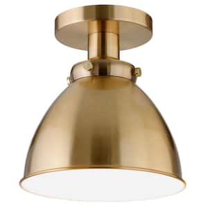Madison 8 in. Brushed Brass Semi Flush Mount with Metal Shade