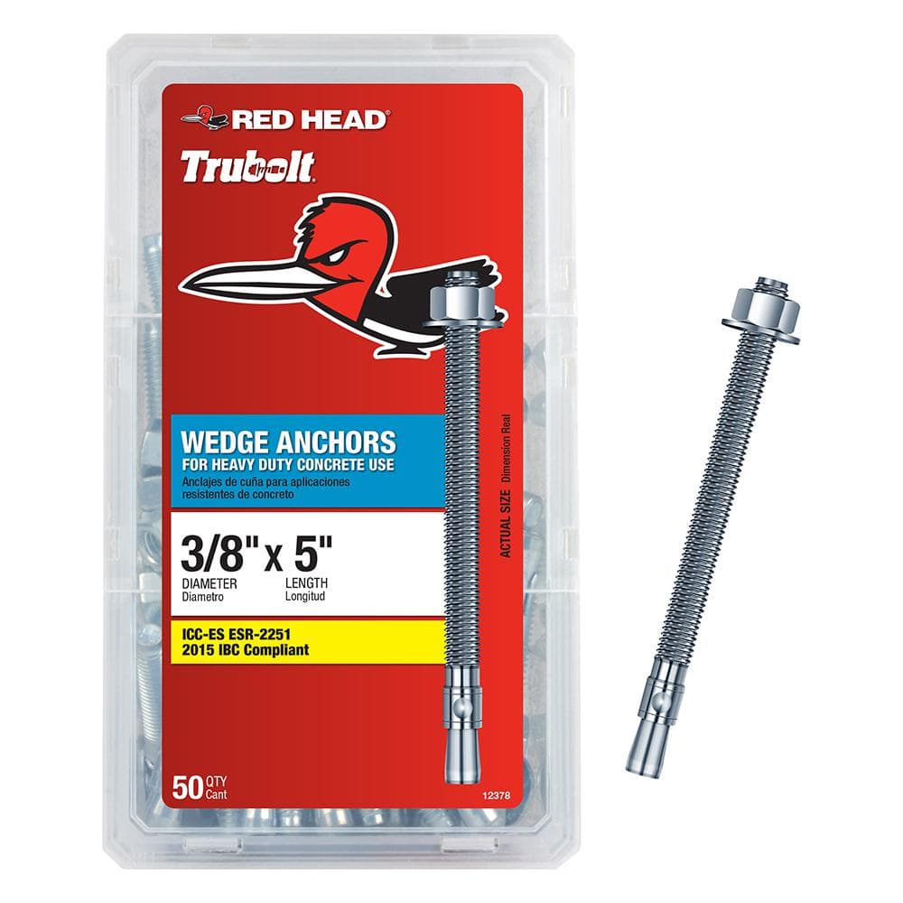 Red Head 3/8 in. x 5 in. Steel HexNut Head Solid Concrete Wedge Anchor