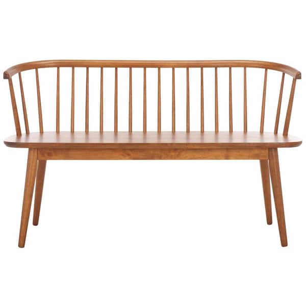 SAFAVIEH Blanchard 52.55 in. Honey Entryway Bench with Back