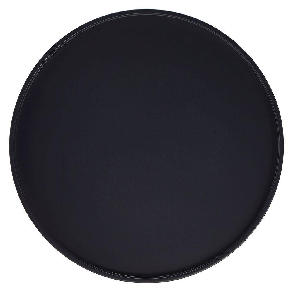 Black and Natural Round Metal Tray Top Accent Table