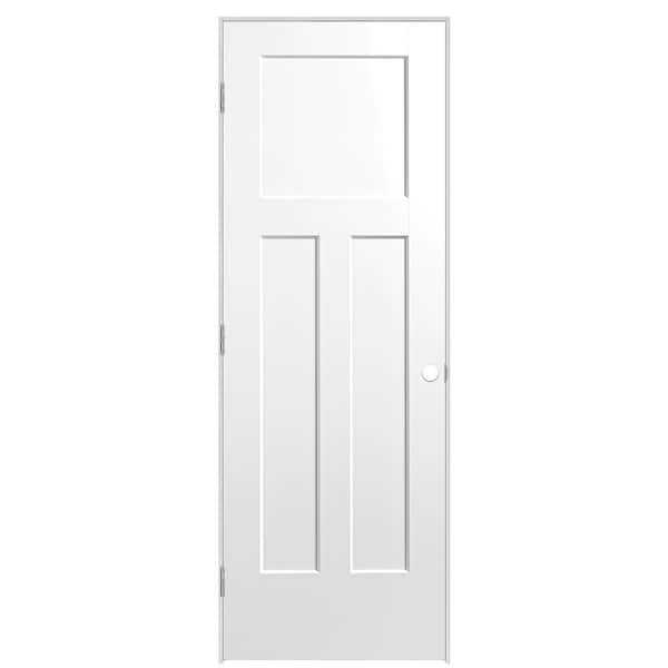 Masonite 28 in. x 80 in. 3-Panel Winslow Right-Hand Hollow Core Ultra-Pure White Molded Composite Single Prehung Interior Door