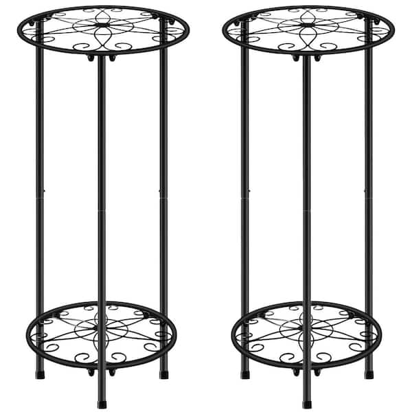 2-Pack Metal 2-Tier Plant Stand, Rustproof Flower Shelf, Multiple Plant Pot Holder Rack (11 in. W x 23.9 in. H)