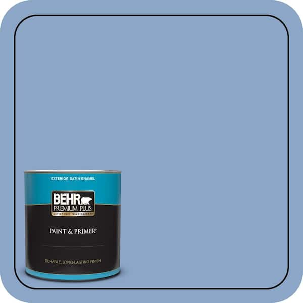 BEHR PREMIUM PLUS 1 qt. #590D-4 Romantic Isle Satin Enamel Exterior Paint & Primer