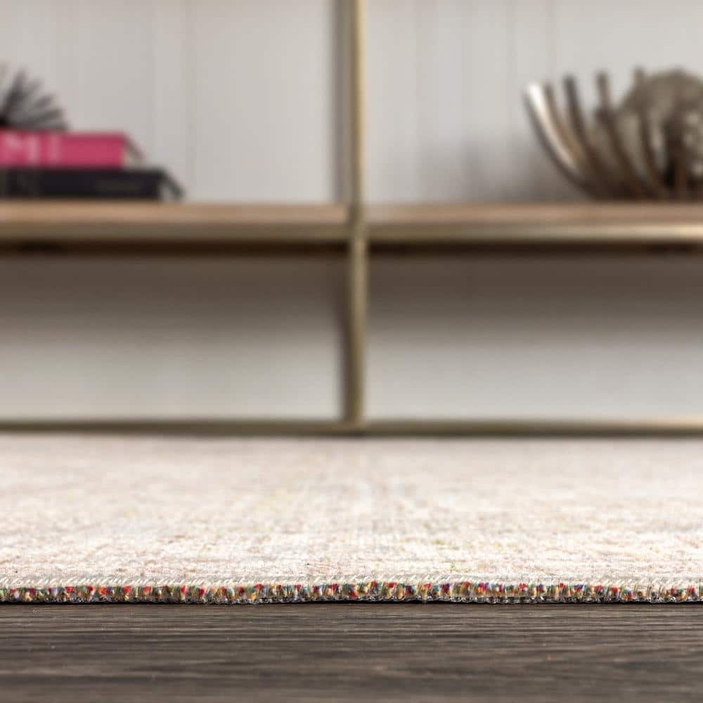 3'x5' Darija Medallion Synthetic Area Rug, Stain-Resistant Gray